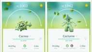 Cacnea and Cacturne as they appear in Pokemon GO (Image via Niantic)
